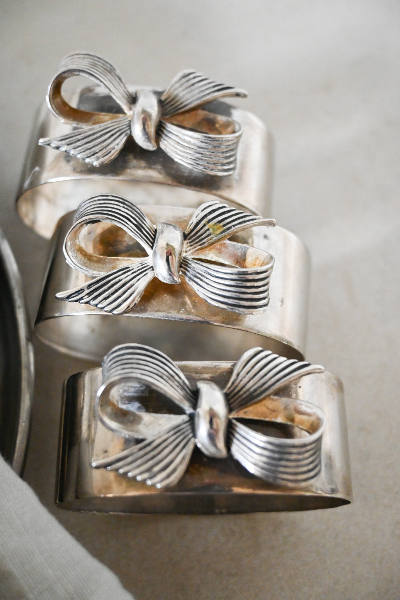 4 Servettringar Nysilver