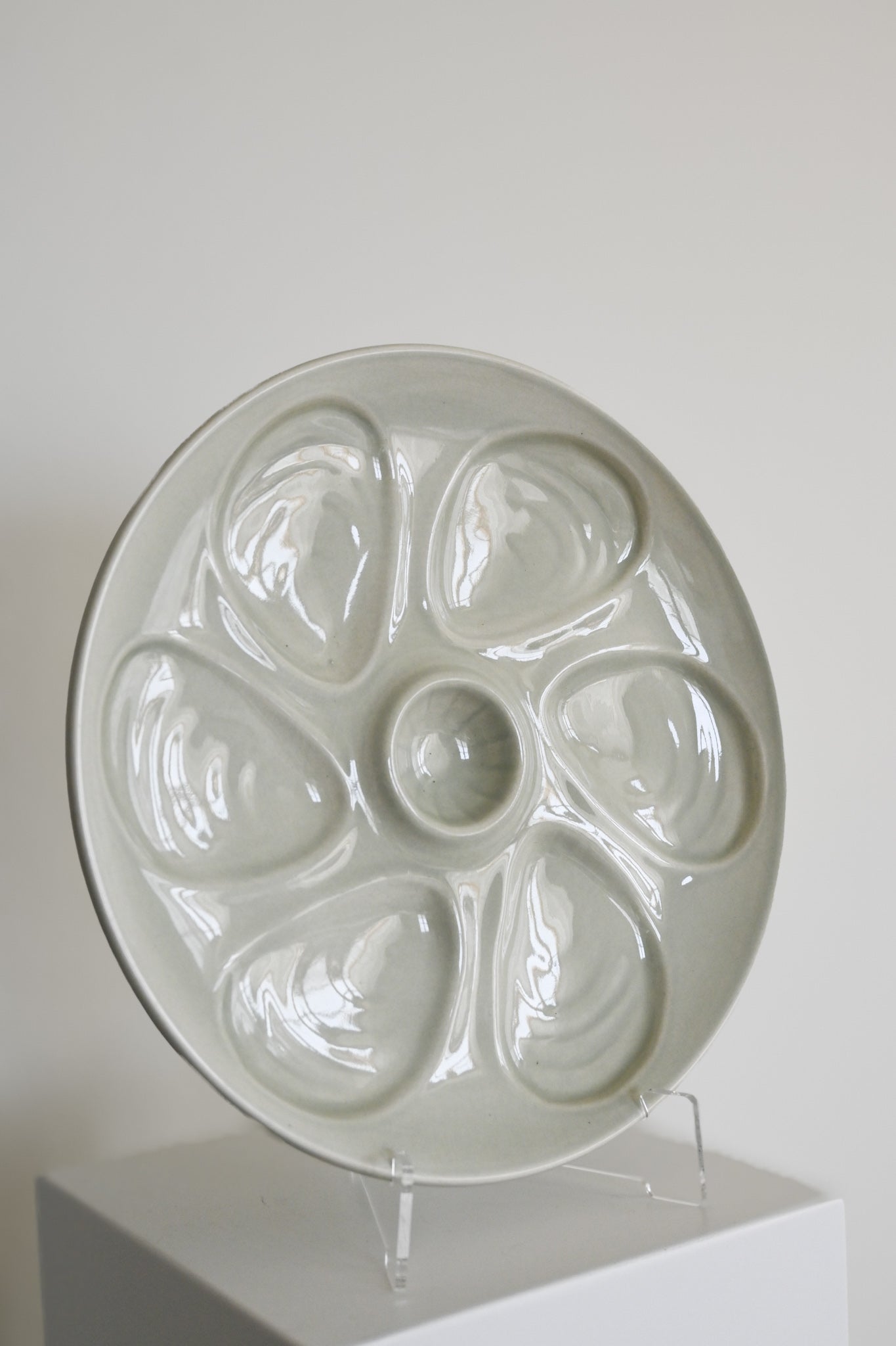 Ostrontallrik Ljusblå/grå